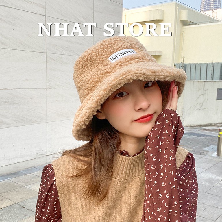 Mũ Bucket lông cừu mềm siêu dễ thương phong cách Hàn Quốc (có ảnh thật) - Nón MU04