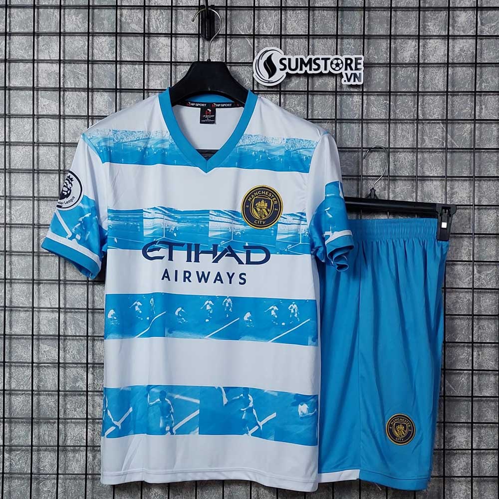 Áo Man City Trắng Xanh Sọc Mùa 2022 2023 Mẫu Cực Đẹp - Quần Áo Đá Bóng Nam Nữ Mới Chất Lượng Cao Cấp