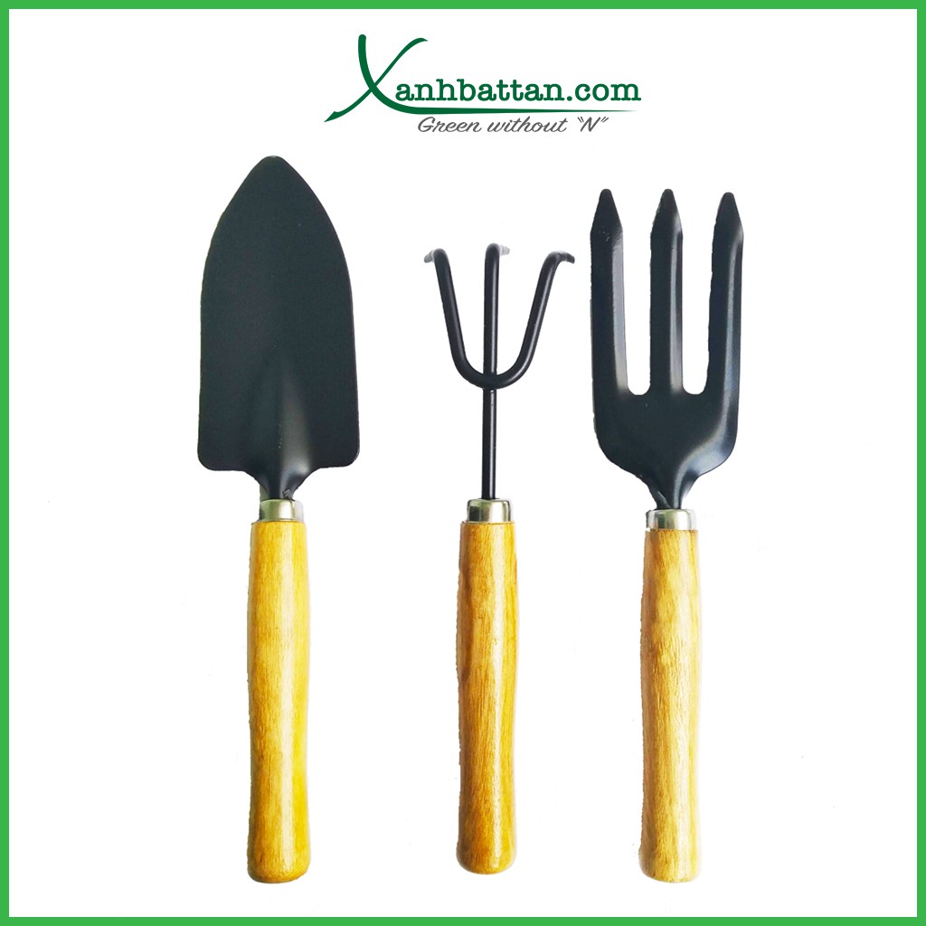 Bộ 3 món dụng cụ làm vườn mini cán gỗ Garden Tool