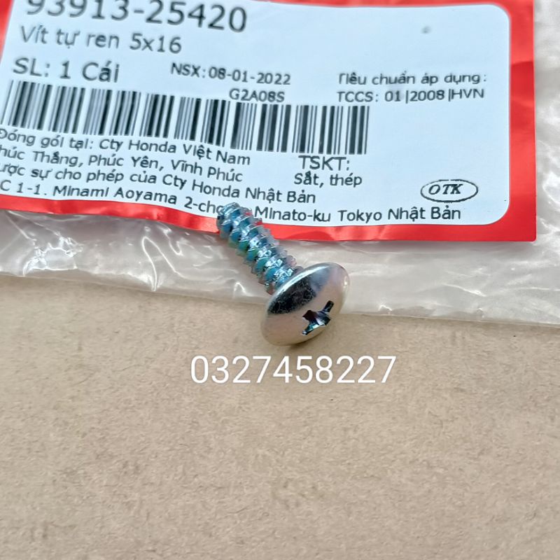 Ốc, vít bắt cụm đuôi đèn hậu xe DREAM zin honda, vít tự ren 5x16