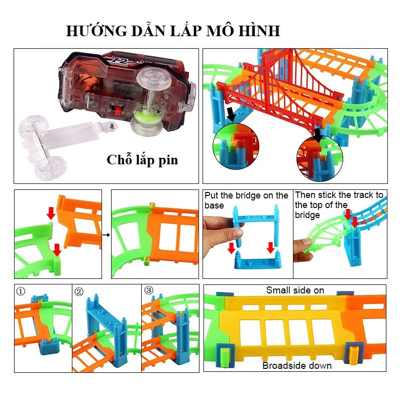 Đồ Chơi Lắp Ráp Ghép Đường Đua Ô Tô Xếp Mô Hình Đường Ray Tàu Hỏa Xe Lửa, Đồ Chơi Trẻ Em Cho Bé 69 PCS