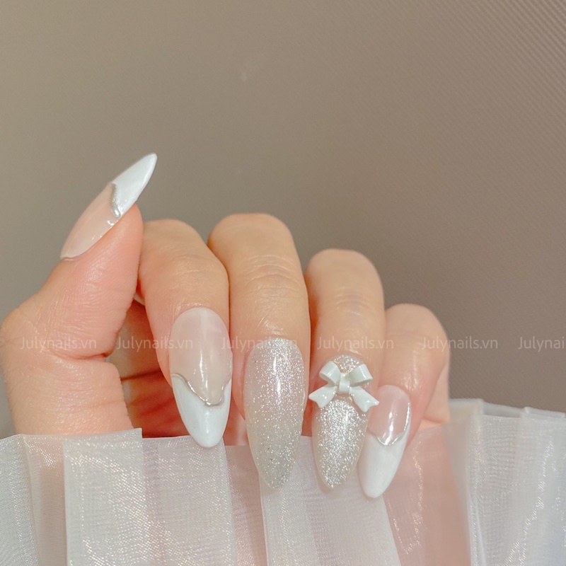 Móng Úp Thiết Kế Mắt Mèo Thạch Đính Nơ nb125 julynails.vn