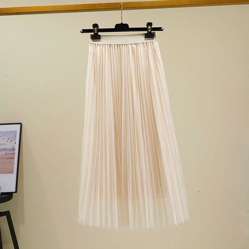 (HÀNG SẴN) Chân váy lưới xếp ly dáng dài bồng bềnh | BigBuy360 - bigbuy360.vn