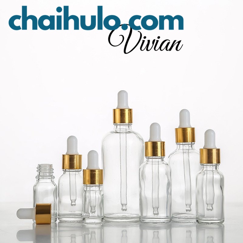 30ml - Lọ Chiết Mỹ Phẩm Lọ Chiết Serum Mini Lọ Đựng Tinh Dầu Lọ Thủy Tinh Màu Nâu/Trong Suốt Nắp Bóp Đen/Vàng Nhỏ Giọt