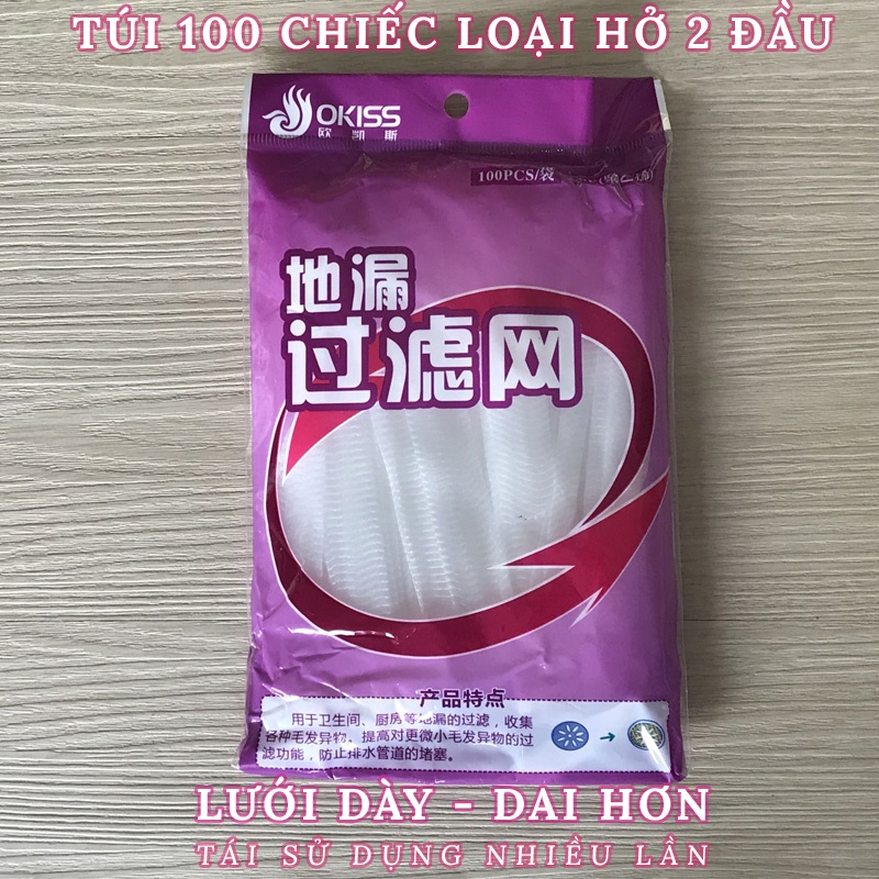 Túi Lọc Rác Bồn Rửa Bát Thiết Kế Kiểu Lưới Siêu Dai Co Giãn Chống Tắc Nghẽn Ống [ Túi Gồm 100 chiếc ]