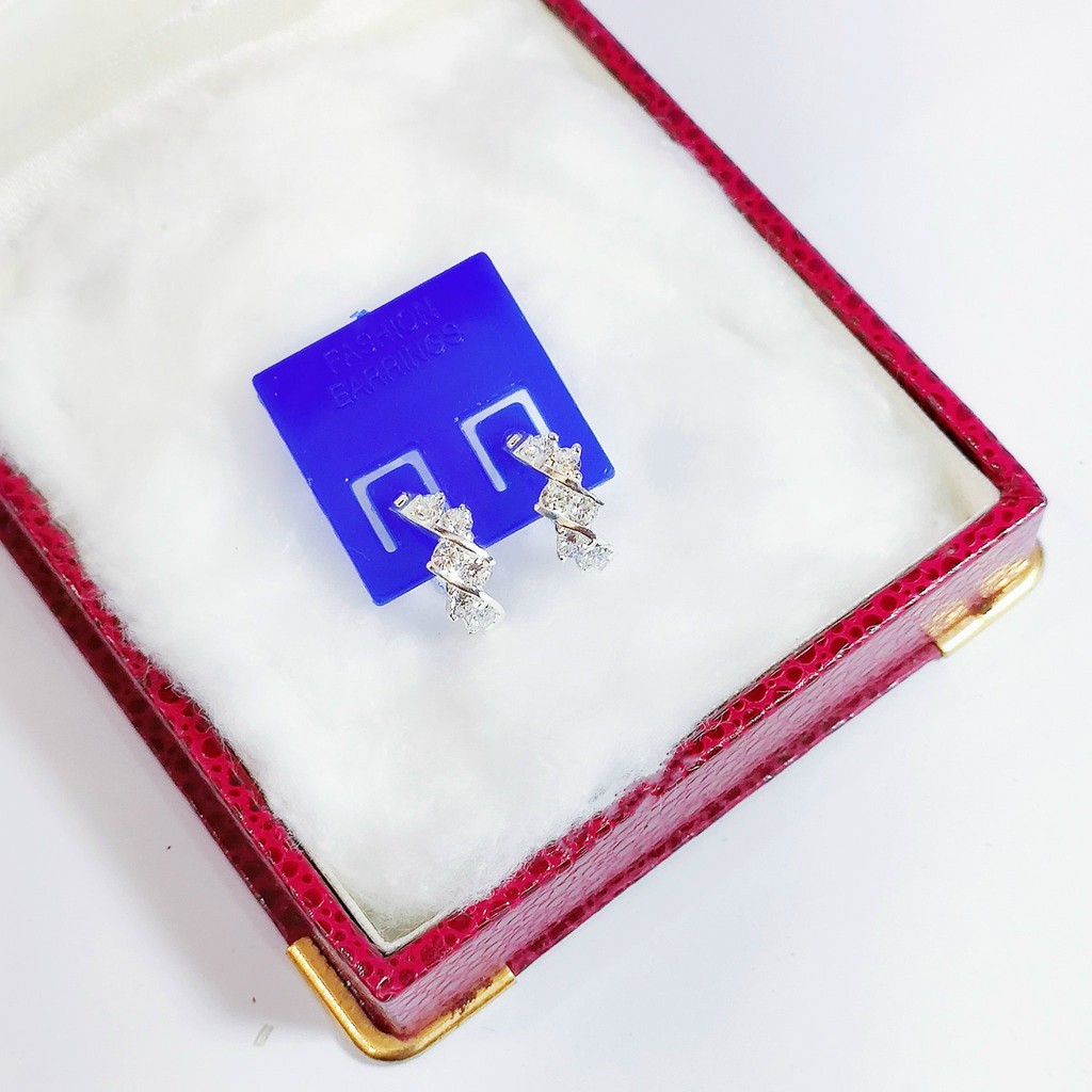 Bông tai bạc Bông tai tròn Van Jewelry V10381 đính đá trắng sáng bóng đường kính 15mm dày dặn