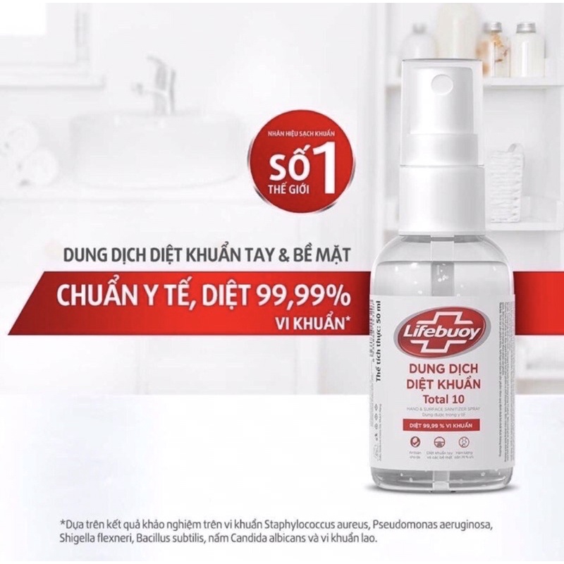 Nước rửa tay khô Lifebuoy dạng xịt kháng khuẩn làm sạch vi khuẩn chuẩn Unilever