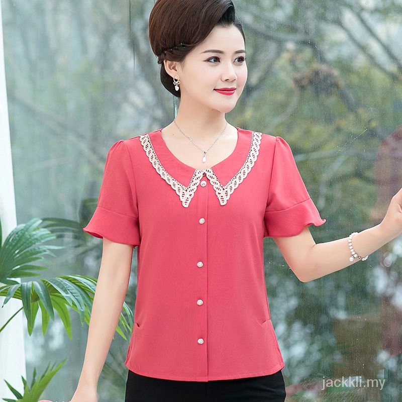 Áo Sơ Mi Chiffon Tay Ngắn Thời Trang Mùa Hè Cho Nữ 50 Tháng Tuổi