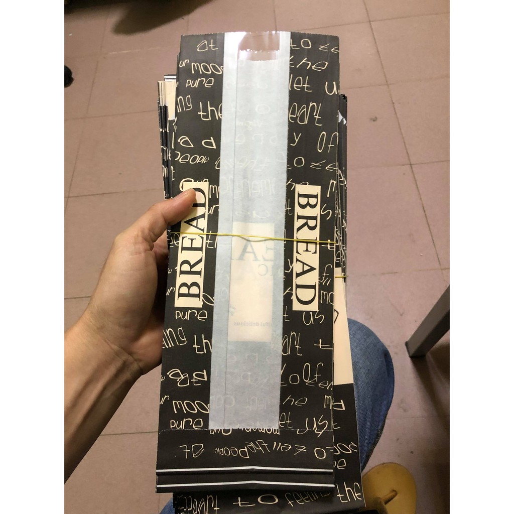 Túi bánh mì hoa cúc màu đen set 50c  (combor50c)