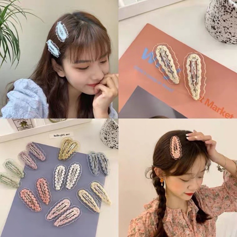 CẶP TÓC TRONG SUỐT PASTEL BÁNH BÈO