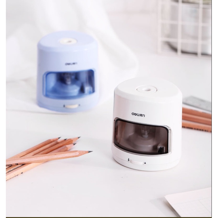 Gọt bút chì tự động Deli Dùng pin - Kèm dao sơ cua