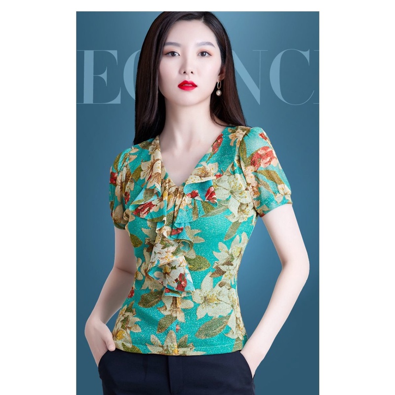 Áo Voan Tay Ngắn Cổ V Thời Trang Dành Cho Nữ