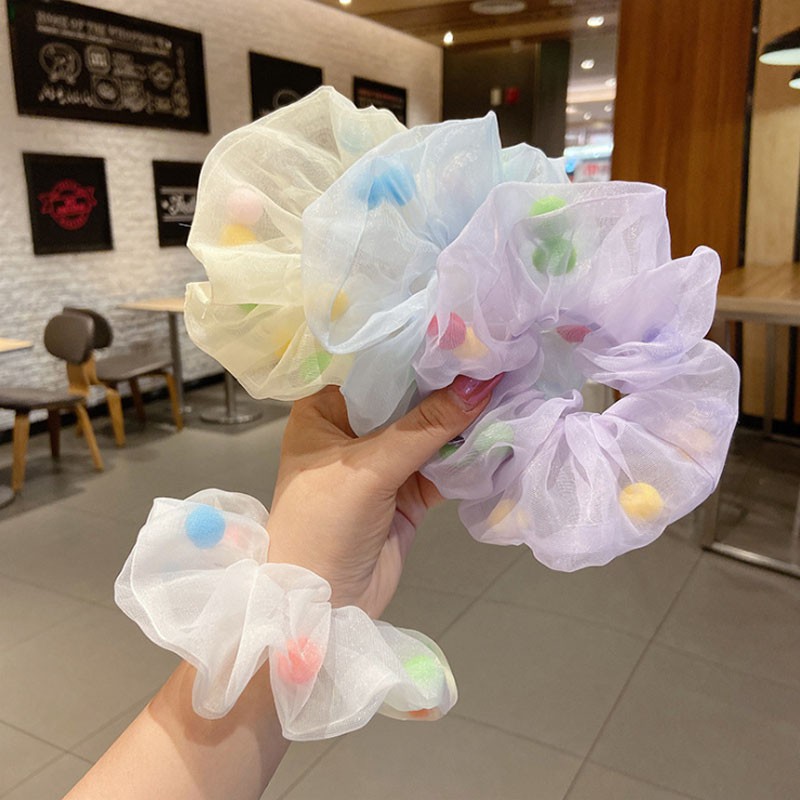 Hair ring hair accessories Korea cute girls Flower headband soft chiffon double layer silk lace fashion decoration hairpin headband Large rubber band