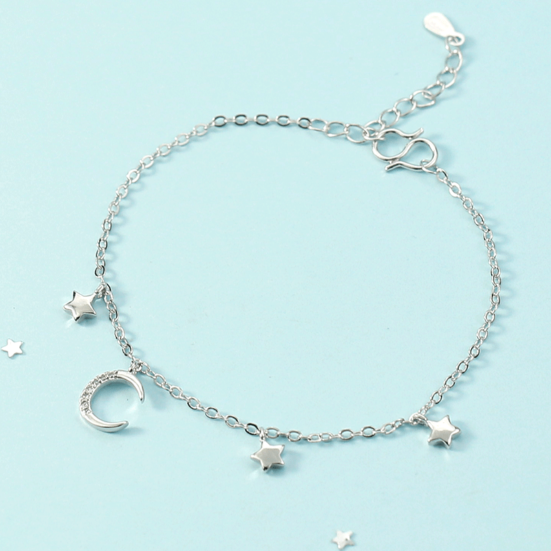 Vòng Tay Đá Mặt Trăng Nữ Hàn Quốc-Phong Cách Đơn Giản Tua Rua Quà Tặng Sinh Nhật