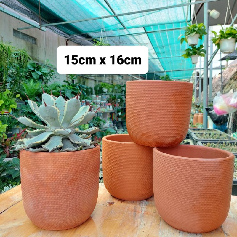 Chậu đất nung, Chậu sen đá - Trụ 1516, miệng chậu 15cm, chiều cao 16cm