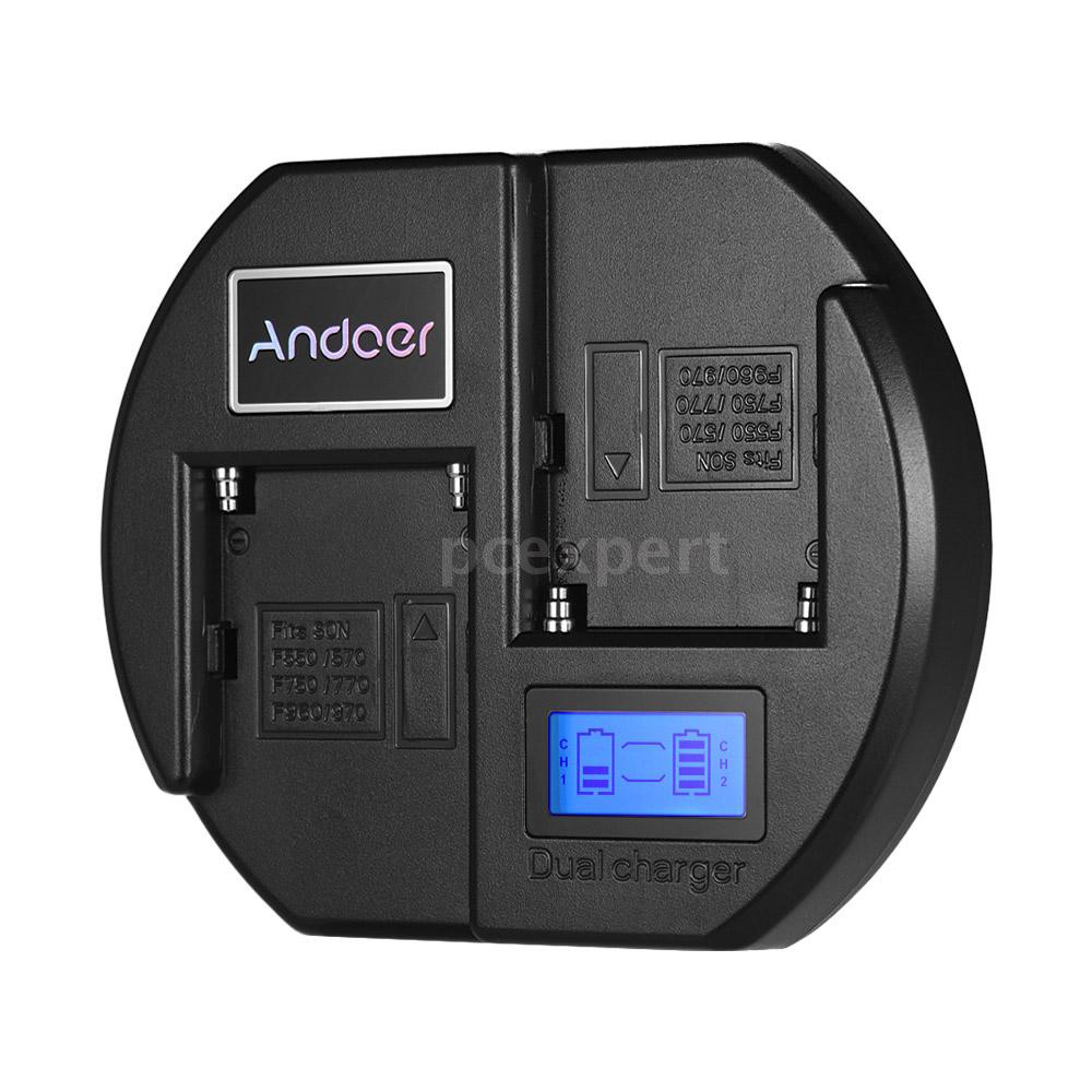 PCER◆ Andoer Digital LCD Fast Charger Dual-channel Camera Battery Charger for Sony F550/570 F750/770