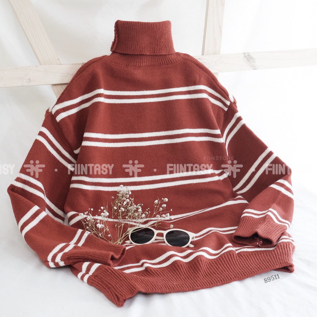 Áo len cổ lọ kẻ ngang Ulzzang Unisex - Made by Fiin