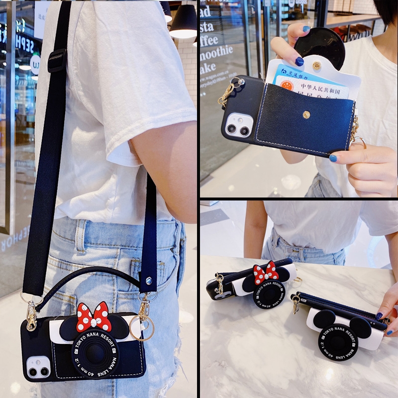 Ốp điện thoại dạng ví hình Mickey Minnie có giá đỡ cho SAMSUNG Galaxy S10 lite S9 S8 Plus S10E S20 Plus S20 Ultra S7