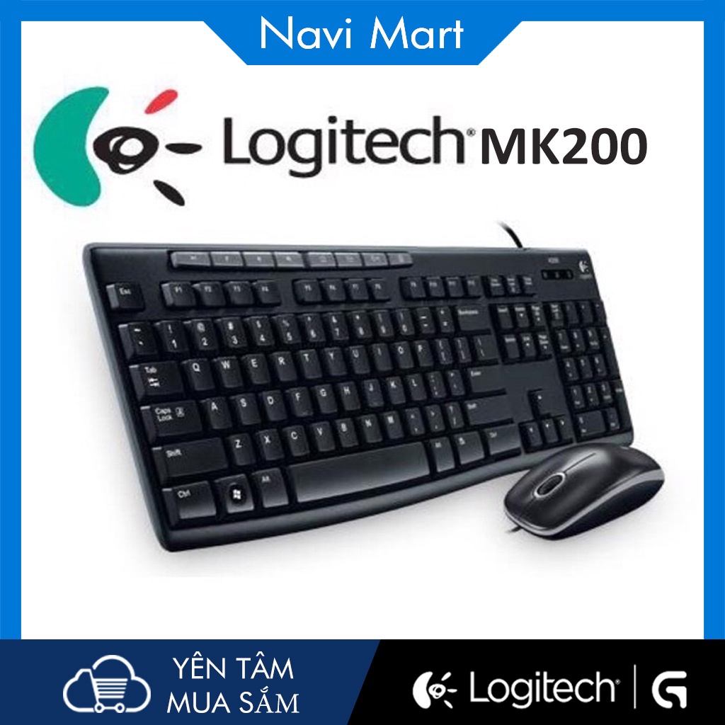 Bộ Bàn Phím Và Chuột Có Dây Logitech MK200