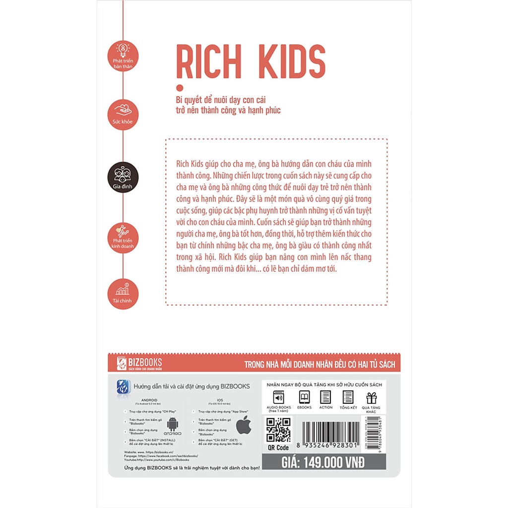 Sách - Rich Kids: Bí quyết để nuôi dạy con cái trở nên thành công và hạnh phúc - BizBooks