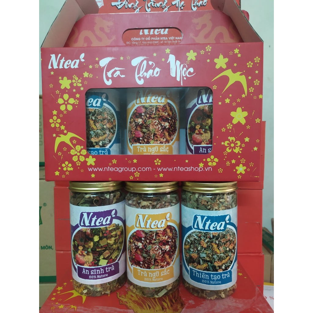 Trà thảo mộc Thiên Tạo Trà 100% hữu cơ hộp 100g mát gan giải độc ổn định huyết áp