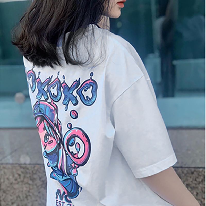 100% cotton áo thun nam nữ tay lỡ form rộng unisex XOXOXO