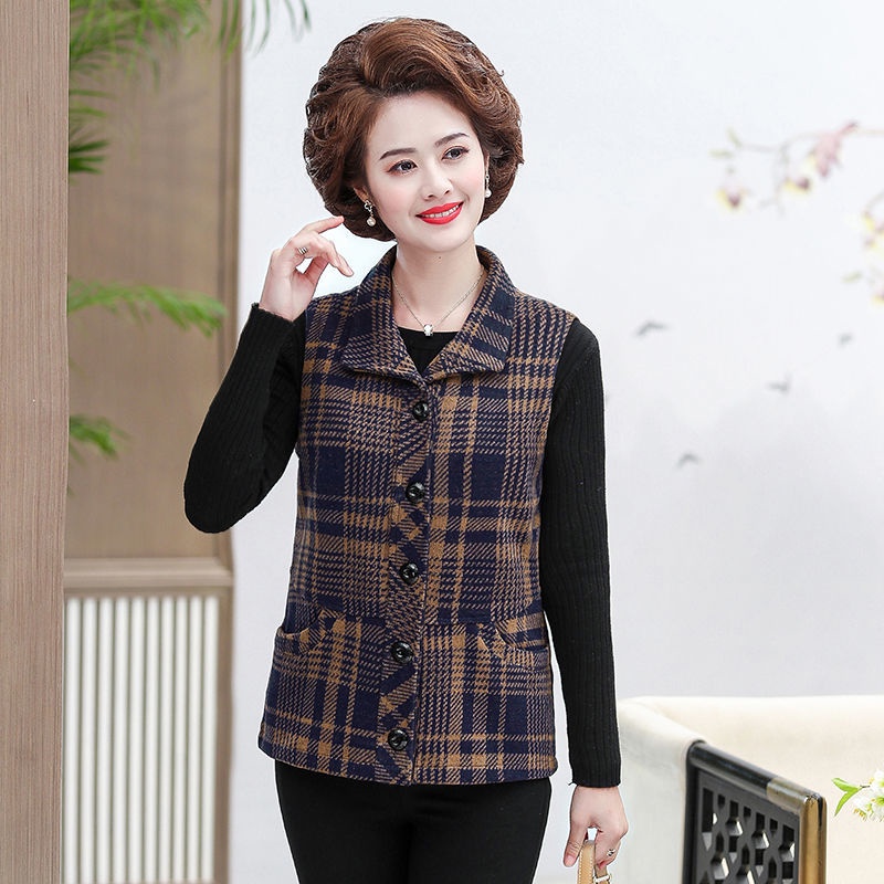 Mẫu áo vest nữ kẻ sọc ca rô cho phụ trung niên và cao tuổi 40-50-60 mới của mẹ | BigBuy360 - bigbuy360.vn