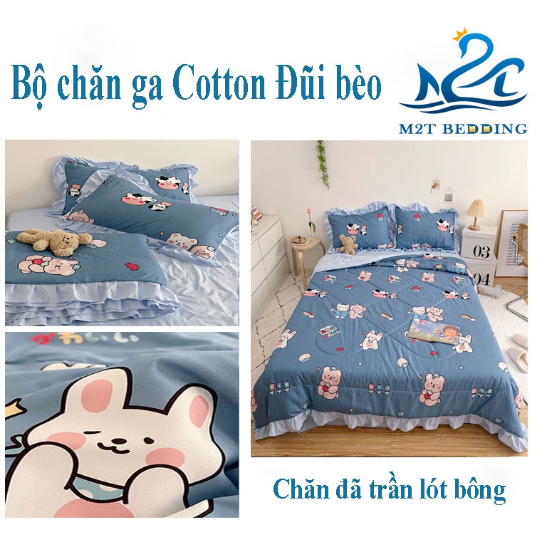 Bộ chăn ga gối Cotton Đũi Bèo M2T bedding chăn ga Hàn Quốc miễn phí bo chun drap ga giường | BigBuy360 - bigbuy360.vn