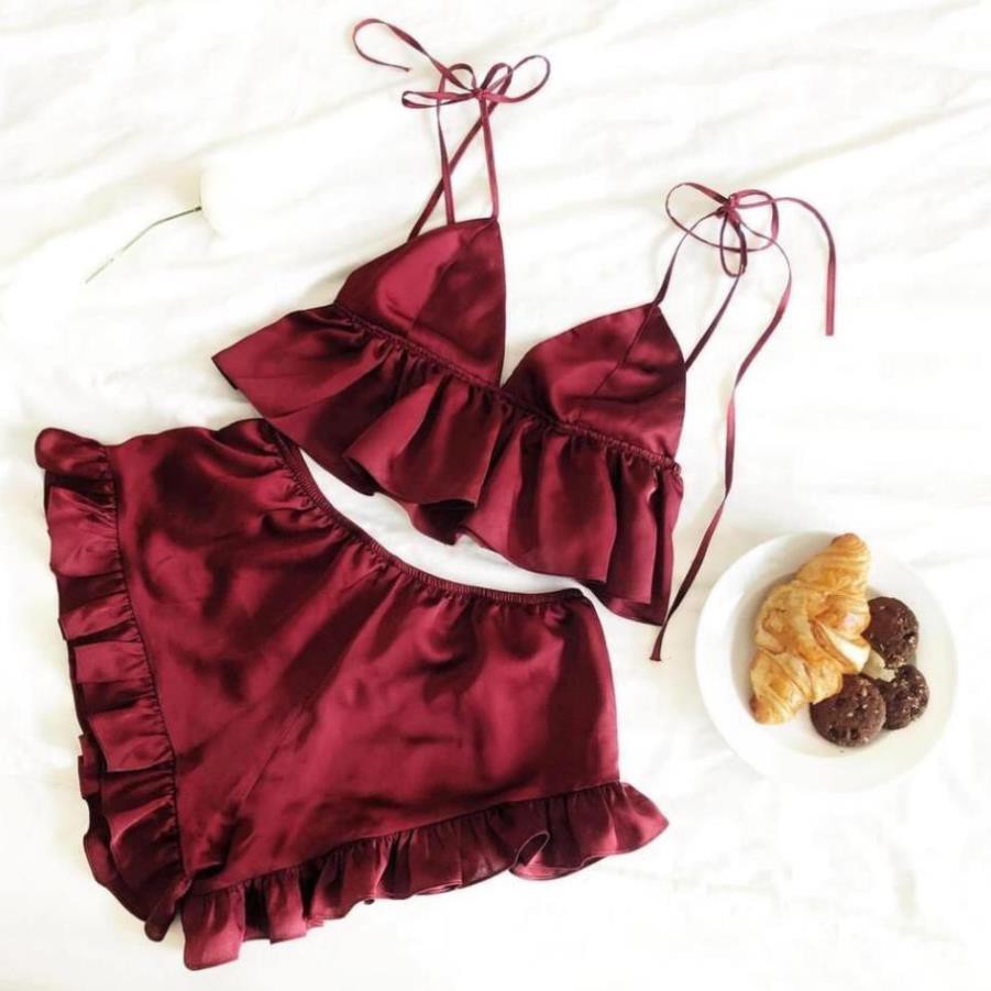 Đồ ngủ sexy🌺FreeShip🌺Set bộ ngủ 2 dây siêu gợi cảm chất liệu vải Satin cao cấp, bộ ngủ nữ  freesize dưới 65kg | BigBuy360 - bigbuy360.vn