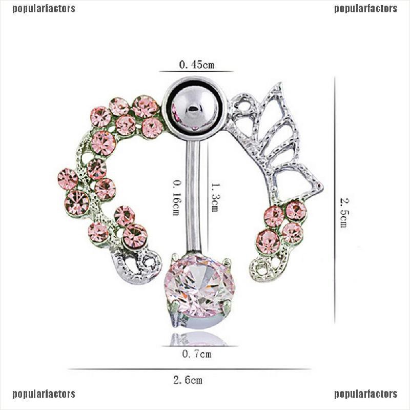 Khuyên Rốn Hình Bướm Màu Sắc Hồng Dễ Thương 14G