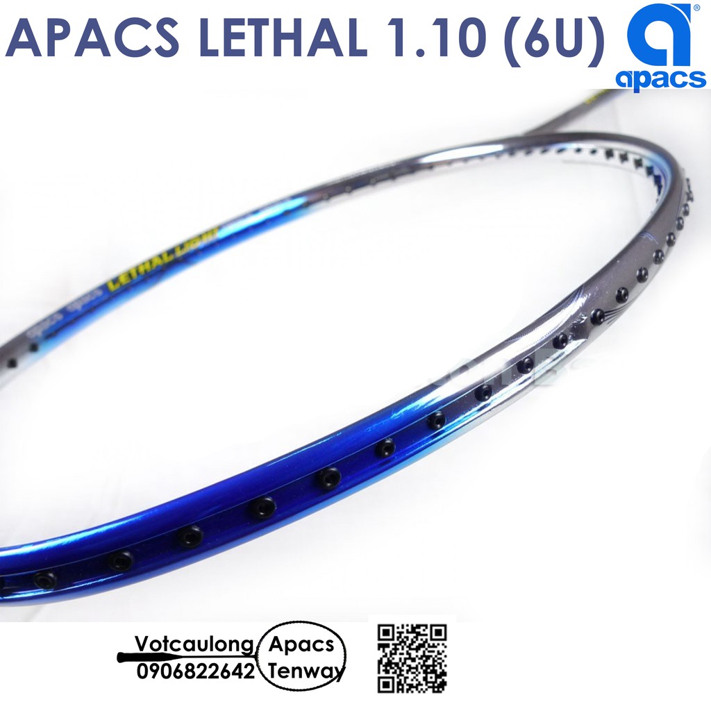 [Chính hãng BH] Vợt cầu lông Apacs Lethal Light 1.10 (6U) - Siêu nhẹ như không, nặng đầu chuyên công - có phiếu bảo hành