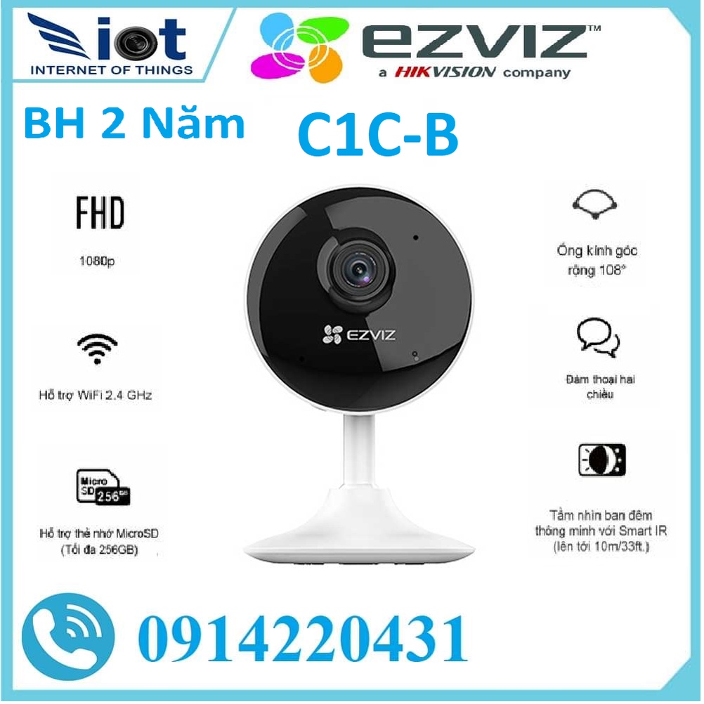 Camera IP Wifi EZVIZ C1C 1080P, C1C-B 1080P chuẩn nén H265 Góc Rộng-Hàng Chính Hãng | BigBuy360 - bigbuy360.vn