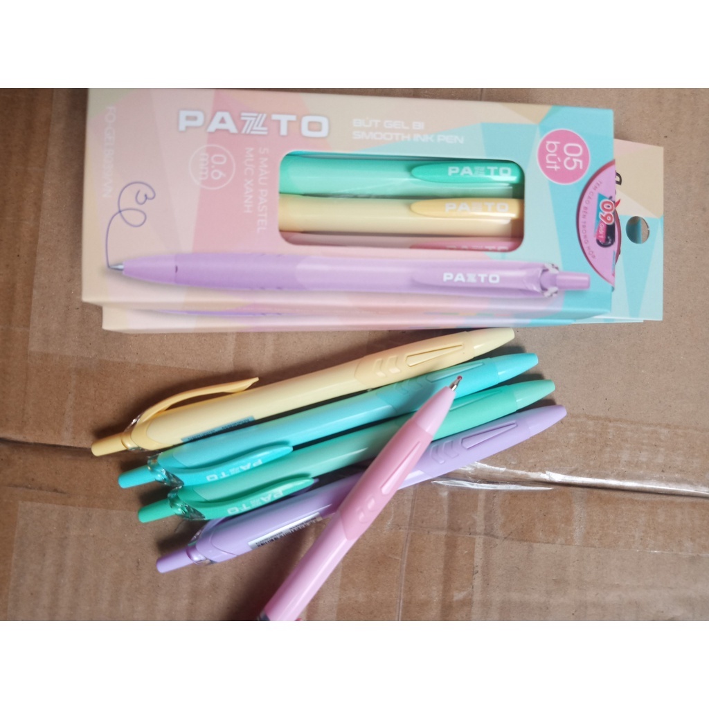 Hộp 5 cây bút bi mực xanh 5 màu cán pastel FO-GELB039 ngòi 0.6