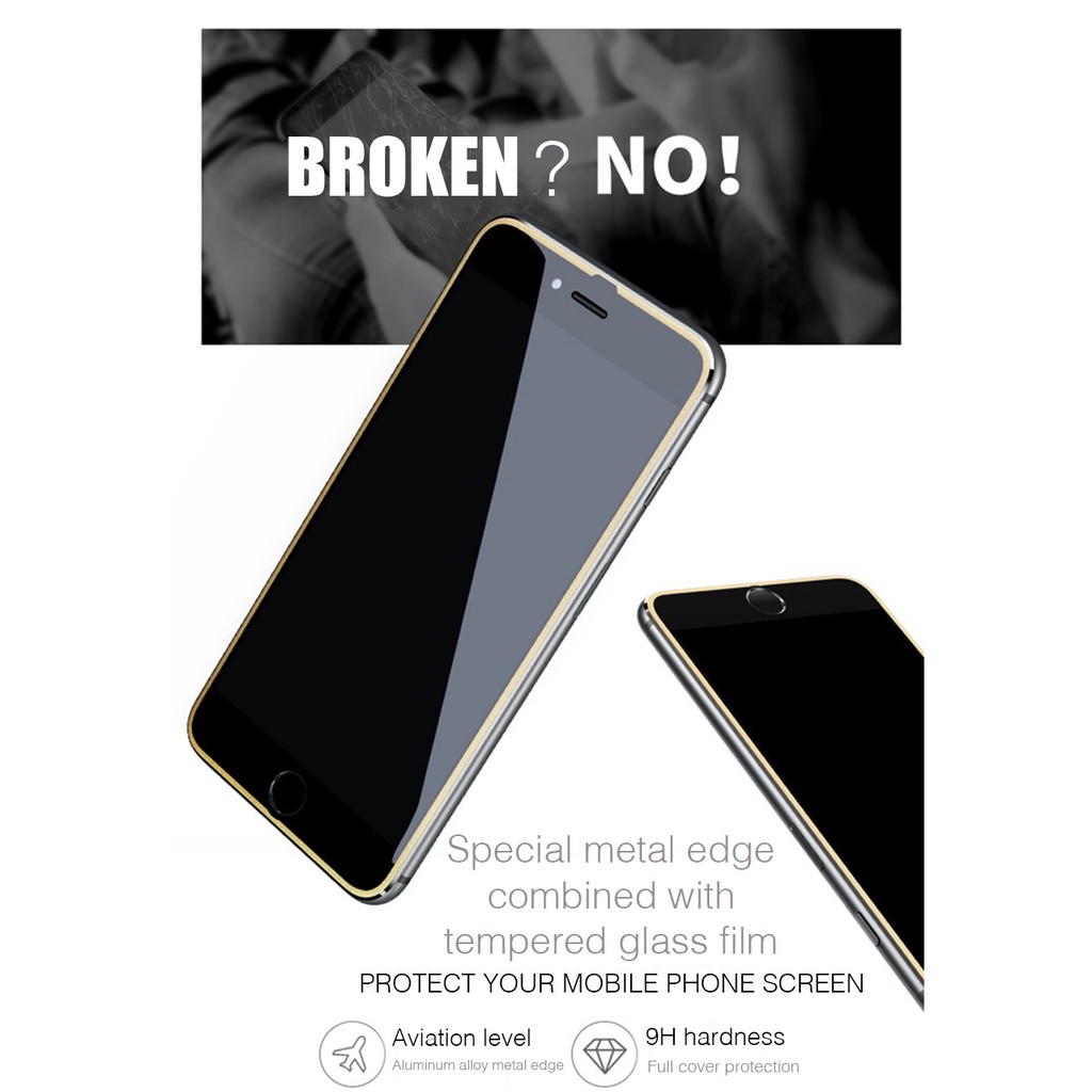 Kính cường lực 3d cạnh nhôm bảo vệ toàn màn hình thích hợp cho iphone 6 6s 7 8 plus X XR XS MAX 11 PRO