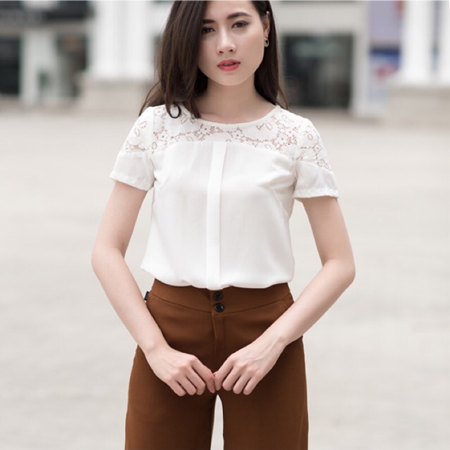 Áo trắng voan công sở