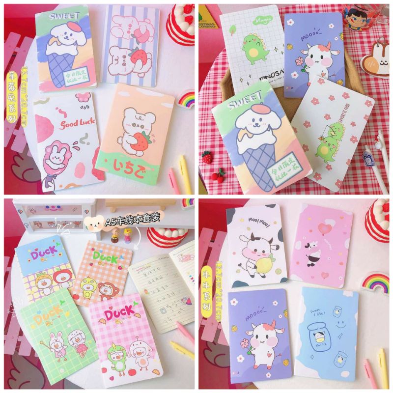 Sổ Vở KHÂU Viết A5, B5 Cute dễ thương vintage 60 Trang Nhiều Hình
