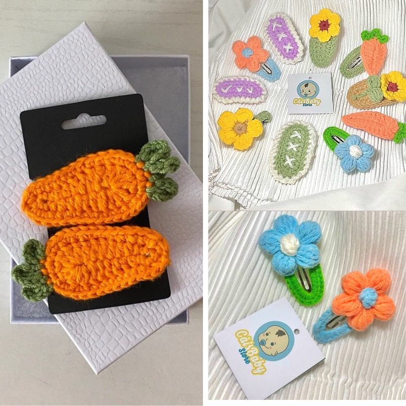 Kẹp tóc style Hàn Quốc hoa len handmade  hot trend xinh xắn cho bé gái