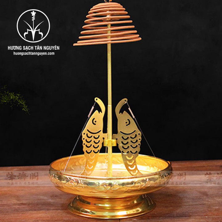 Khay cắm nhang Tân Nguyên, khay cá chép, khay cắm hương vòng bằng hợp kim bền đẹp, chiều dài đến 32cm