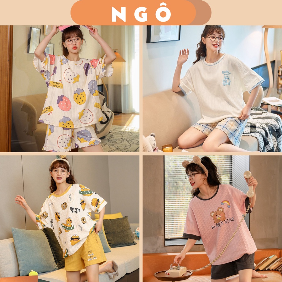 Đồ bộ nữ pijama đẹp vải cotton cao cấp nhiều họa tiết cute dễ thương - CTN1