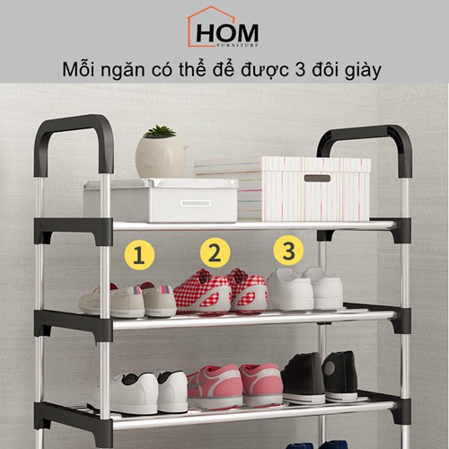 Kệ để giày dép khung inox 5 tầng dễ dàng lắp ráp tiện dụng đa năng có thể để vật dụng tùy thích J0301 - homshop1010