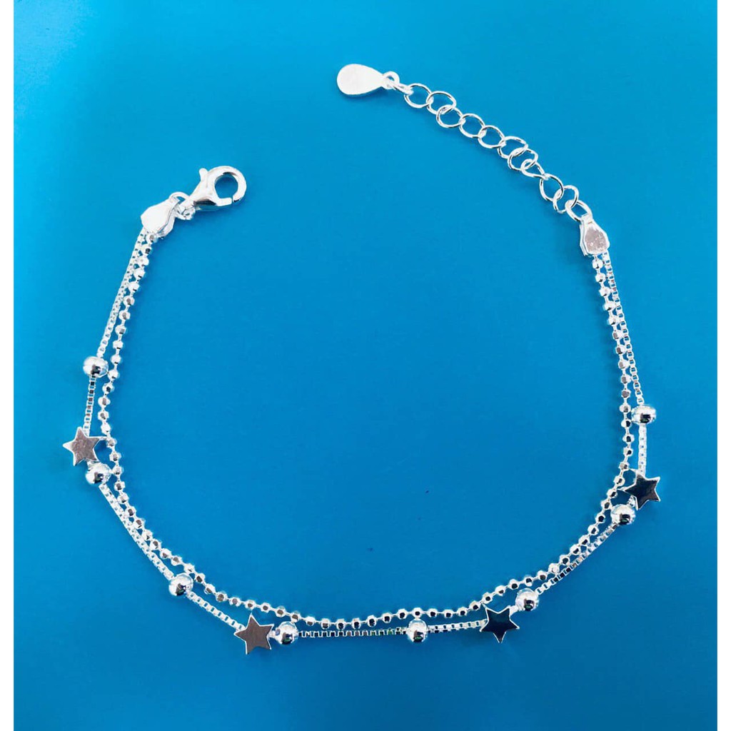 LẮC CHÂN BẠC NỮ HÌNH SAO DÁNG DÂY KÉP SIÊU XINH