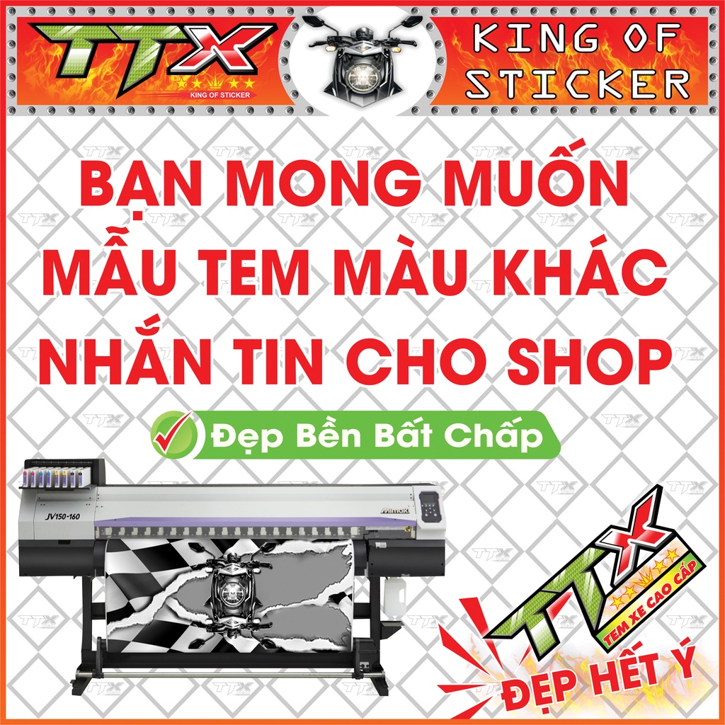 Tem xe sirius nano đen đỏ , Team sirius đỏ đen nano spack siêu đẹp , Shop Tem dán xe sirius đen đỏ (S052/A1)