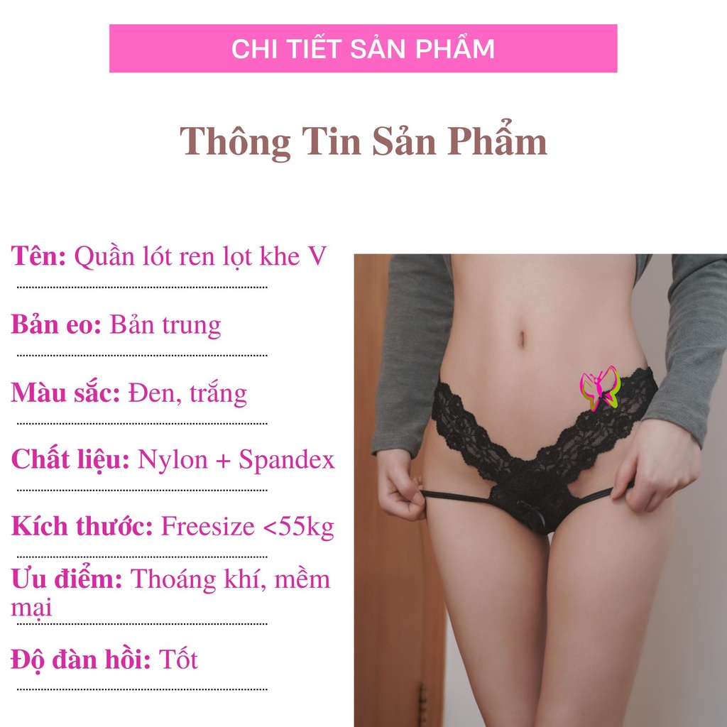 Quần lót lọt khe nữ ren lưng chữ V, trẻ trung, thoải mái, thoát mát (MS 03090) Anna Shop