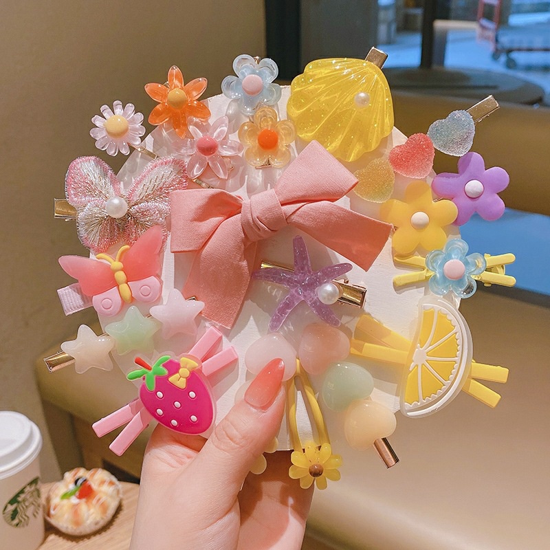 [14 Cái Set] Bộ Kẹp Tóc Trẻ Em | Kẹp Tóc Hình Vỏ Sò, Sao Biển, Cầu Vồng | Cô Gái Dễ Thương Kẹp Tóc Hoạt Hình