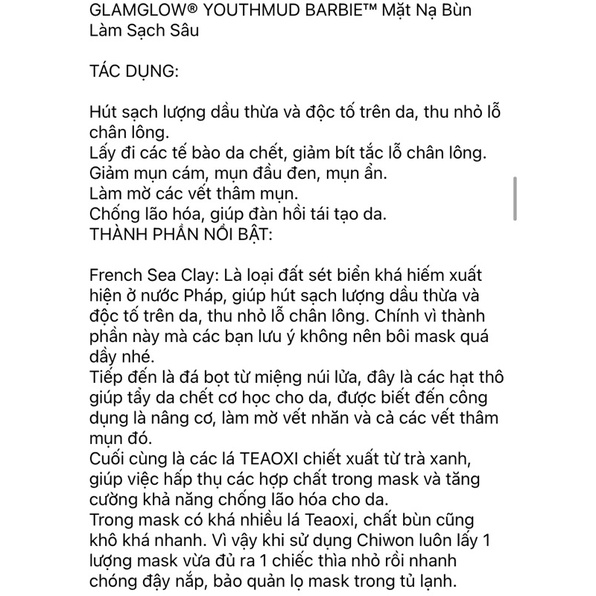 ♣️ Mặt nạ đất sét GlamGlow BARBIE™ x GLAMGLOW® YOUTHMUD® GLOW STIMULATING TREATMENT MASK