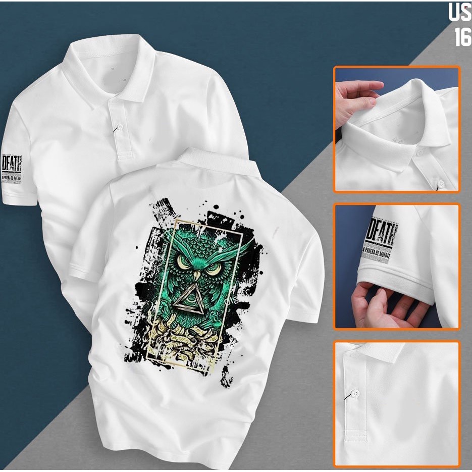 Áo Thun Polo Nam Đen và Trắng áo thun có cổ nam Polo phong cách lịch lãm Áo phông nam cổ trụ in 3D sắc nét -B&W POLO38