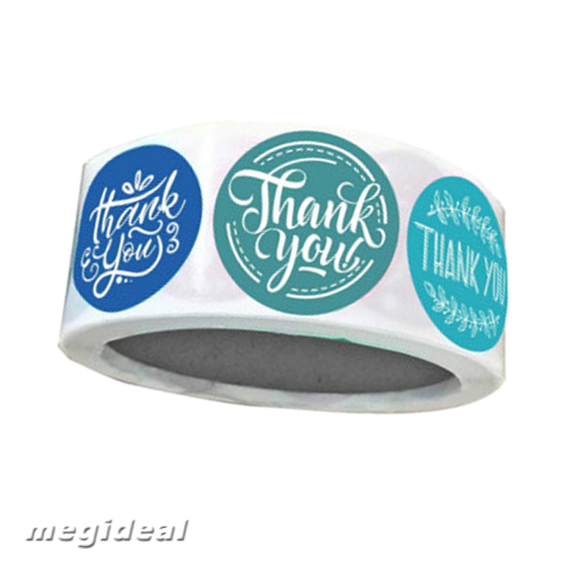 [MEGIDEAL] 1 Roll Thank You Packaging Stickers Round Floral Labels DIY Craft 1 inch