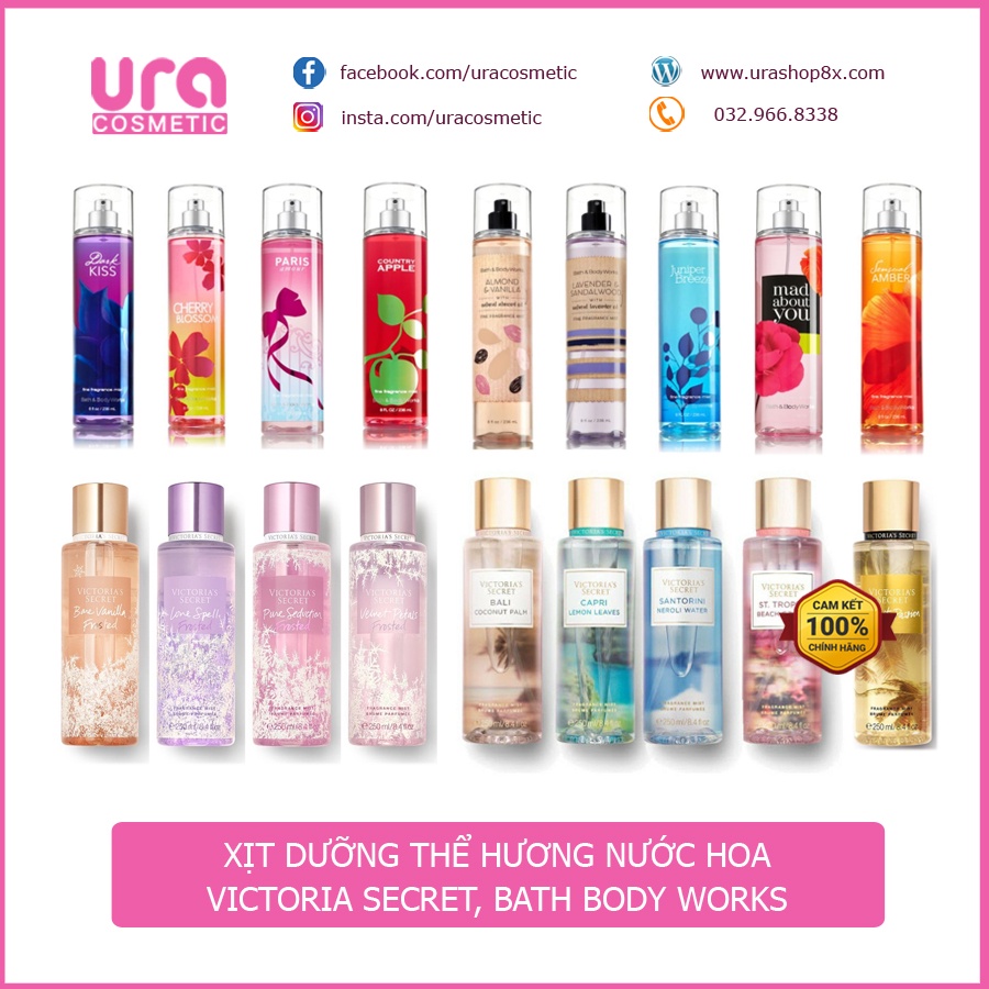 Xịt thơm body mist Victoria Secret và Bath & Body Work- triết 33ML