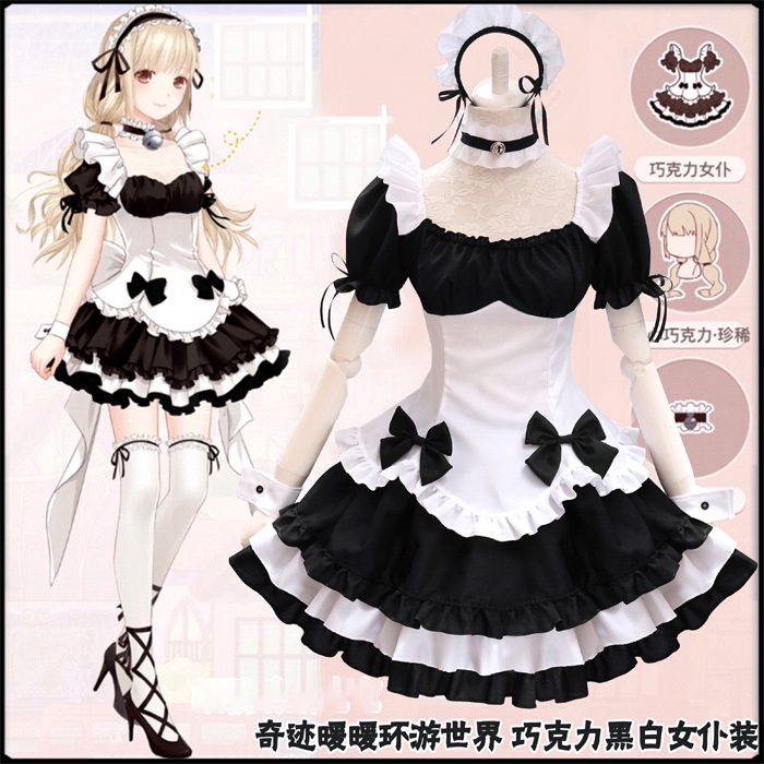 Đầm hóa trang nhân vật cô hầu gái lolita màu trắng đen thời trang