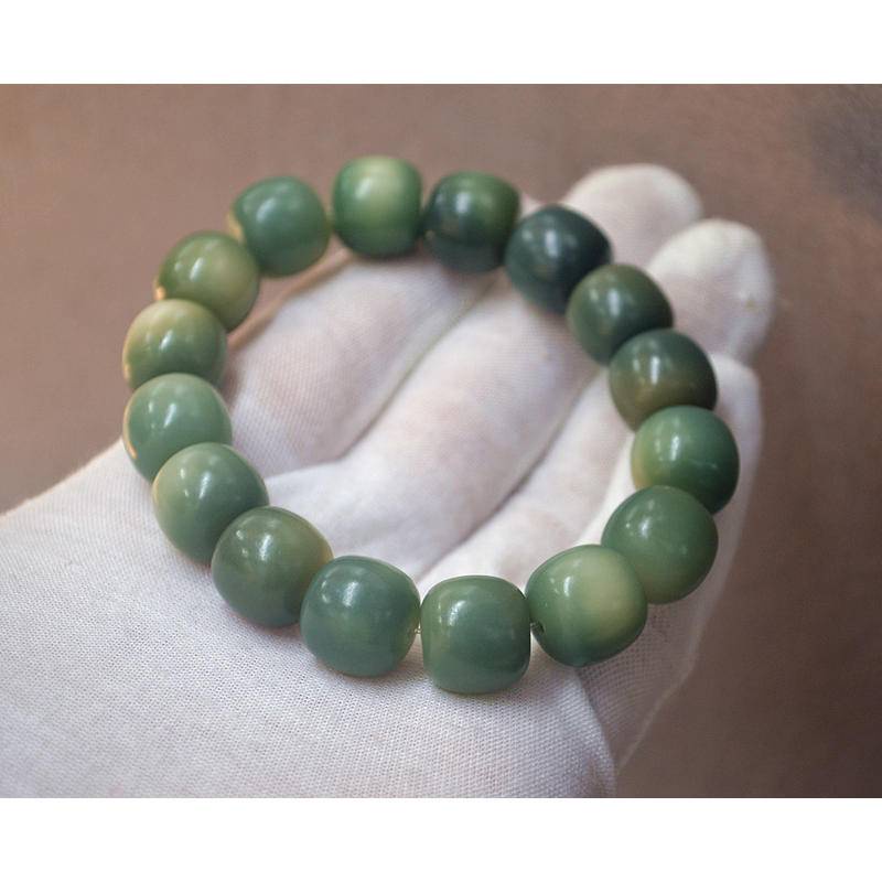 Vòng Tay Da Bồ Đề Màu Xanh Lá 12 / 13 / 14mm Cho Nam